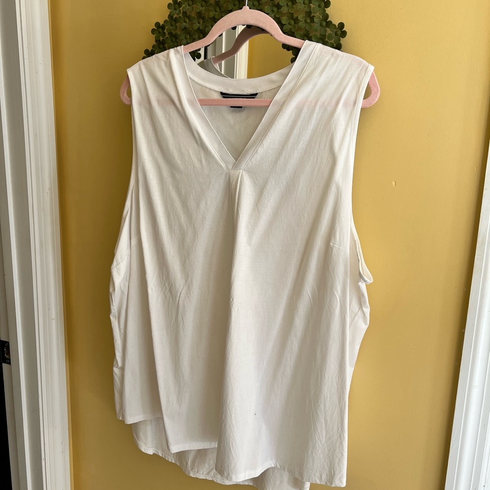 Land’s End white cotton v neck tunic tank 3X (24-26)